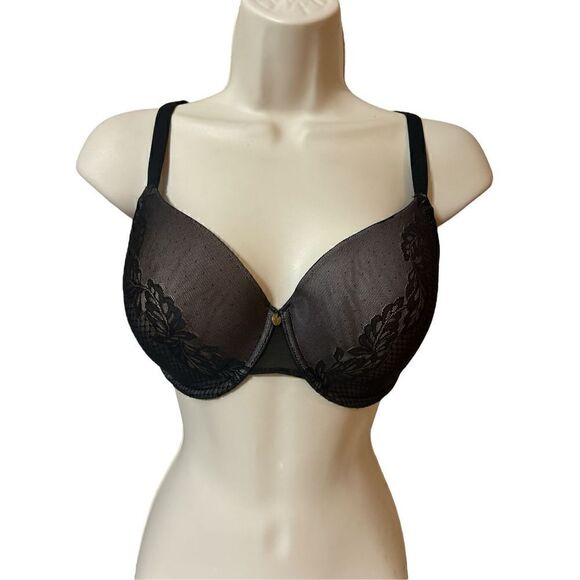 Natori Full Figure Contour Underwire Lace Bra BLACK CAFE Size 32DDD - Picture 3 of 8